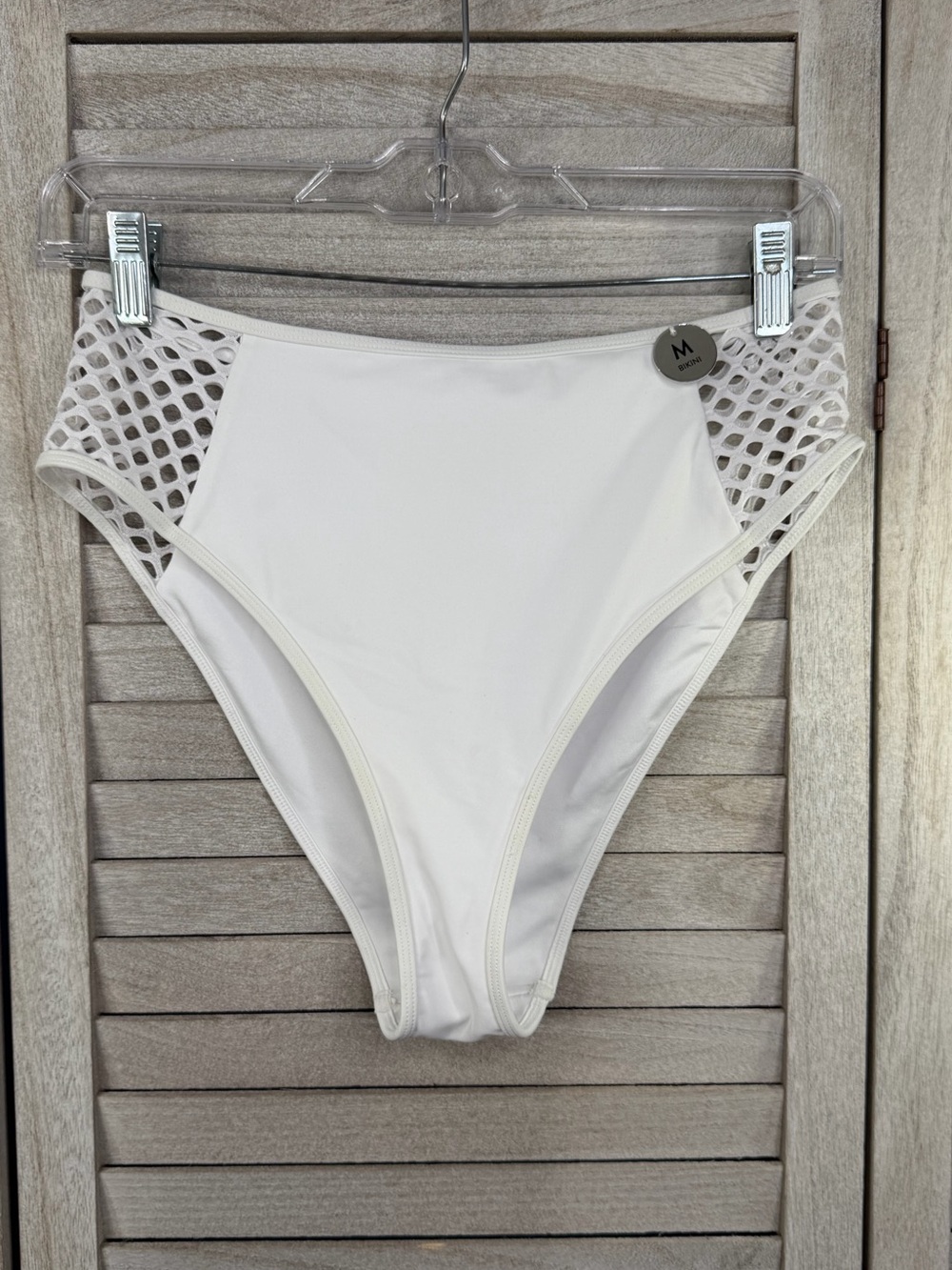FOREVER 21 White Bikini Bottom with Mesh Sides-Medium